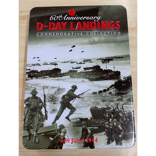 502 - Sterling silver proof D Day 60th Anniversary coin set with certificate of authenticity, 3 x £5 coins... 