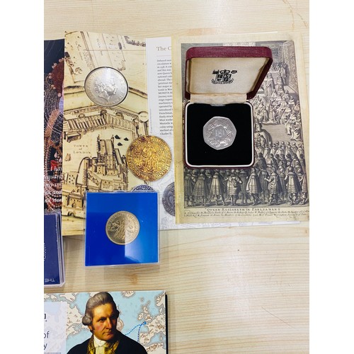 503 - 6 Uncirculated  coin sets, includes Captain cook, Queen Elizabeth I, Olympics etc