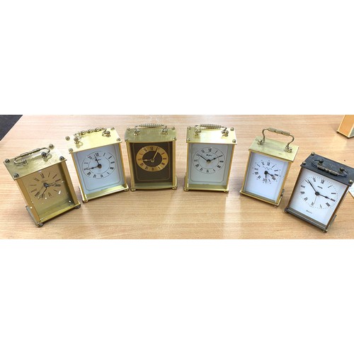 86 - Selection of 6 carriage clocks, all battery operated, untested