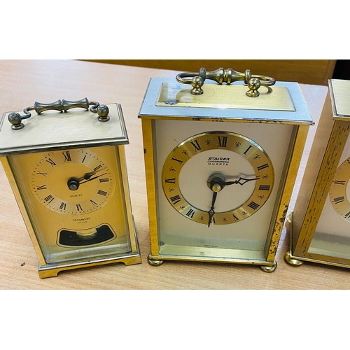 102 - Selection of 6 carriage clocks, all battery operated, untested