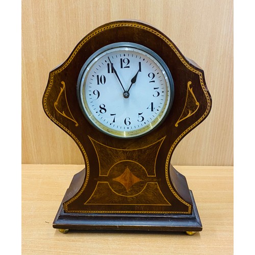 11 - Edwardian inlaid balloon mantle clock, untested