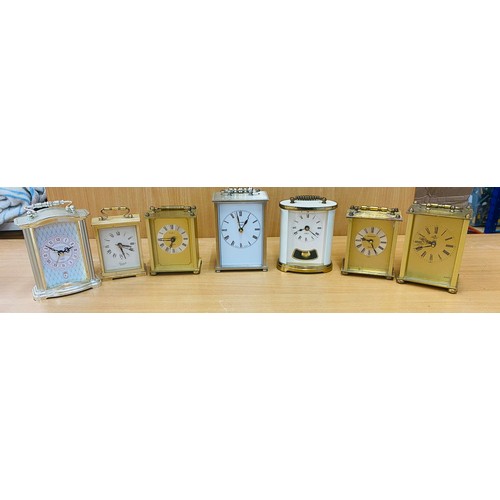 106 - Selection of 7 battery operated carriage clocks, all untested