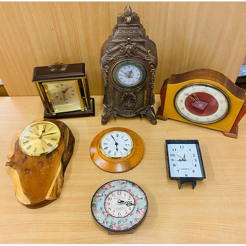 137 - Selection various mantle and wall clocks, all untested