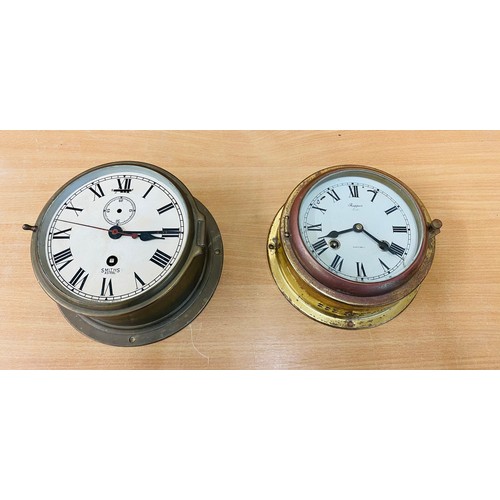 76 - 2 Vintage brass nautical clocks, both untested