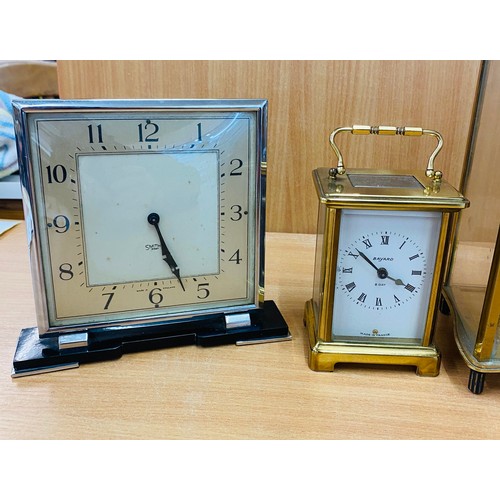 107 - Selection of 4 retro mantel clocks, one missing front glass