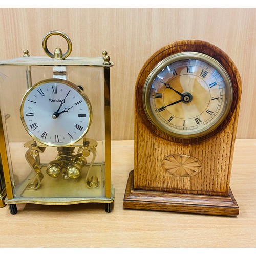 107 - Selection of 4 retro mantel clocks, one missing front glass