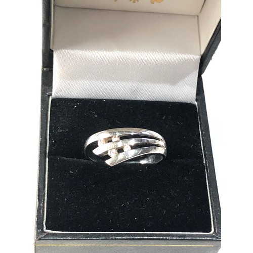 112 - 18ct white gold modernist spray ring weight 3.2g