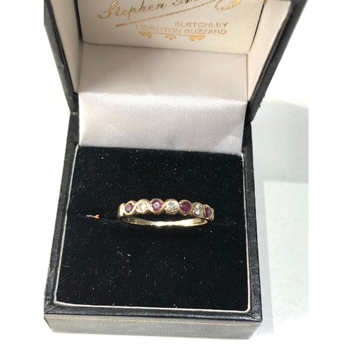 158 - 9ct gold diamond & garnet half eternity ring weight 1.8g