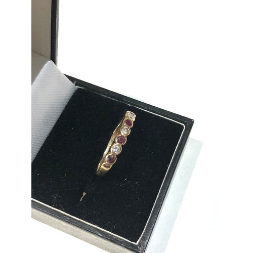 158 - 9ct gold diamond & garnet half eternity ring weight 1.8g