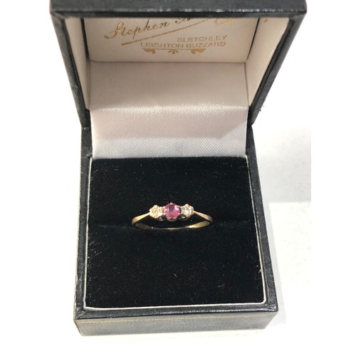 116 - Vintage 9ct gold ruby diamond ring 1.2g