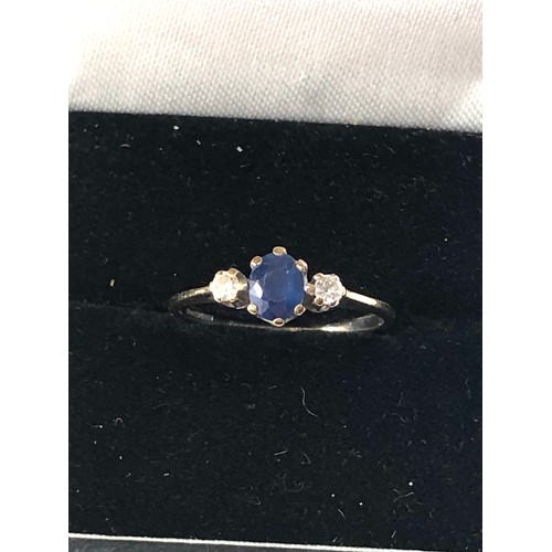 144 - 9ct gold sapphire & diamond trilogy ring weight 1.6g