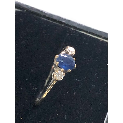 144 - 9ct gold sapphire & diamond trilogy ring weight 1.6g