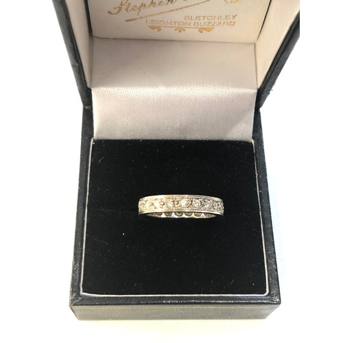 120 - Vintage 9ct white gold full eternity diamond band ring weight 3.1g