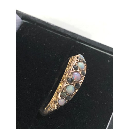 167 - 9ct gold opal sapphire gypsy ring weight 1.8g