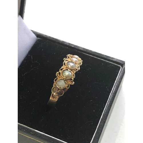 121 - Antique 15ct gold pearl ring weight 2.5g