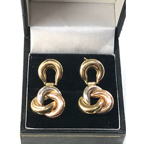 184 - 9ct gold drop articulated earrings measure approx 2.7cm drop weight 4.6g