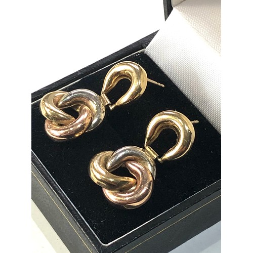 184 - 9ct gold drop articulated earrings measure approx 2.7cm drop weight 4.6g