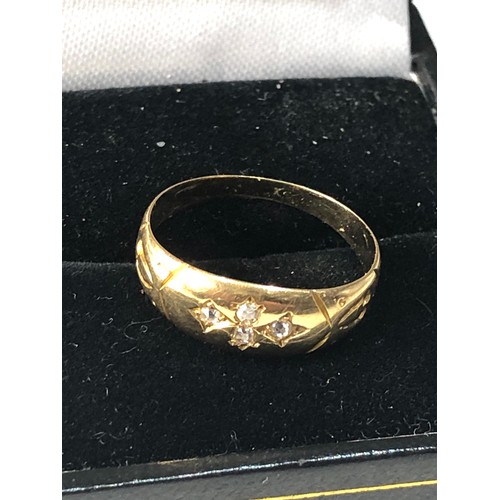 164 - Antique 18ct gold diamond gypsy ring weight 1.7g