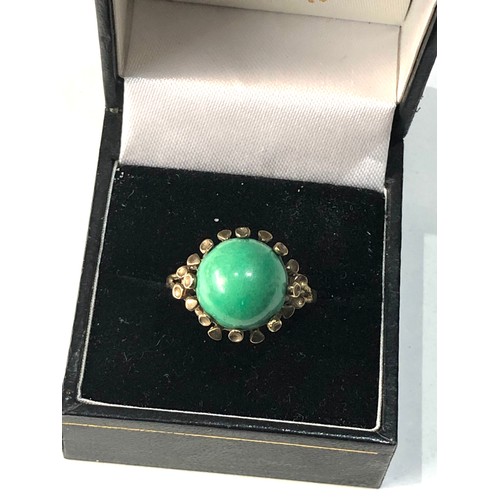 303 - 14ct gold turquoise unusual design ring weight 4g