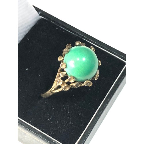 303 - 14ct gold turquoise unusual design ring weight 4g