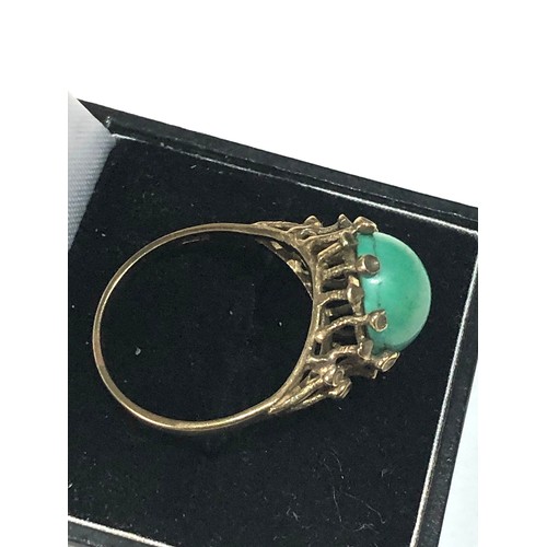 303 - 14ct gold turquoise unusual design ring weight 4g