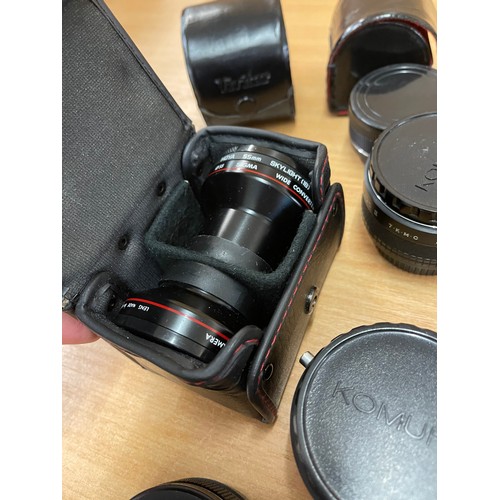 45 - 2 x Komura Telemor 95 II lens 7.K.M.C for PKm, vivitar MC tele converter, Jessop teleconverter 2x OM... 