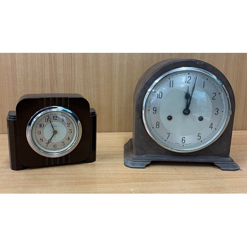 19 - 2 Vintage bakealite mantle clocks, both untested