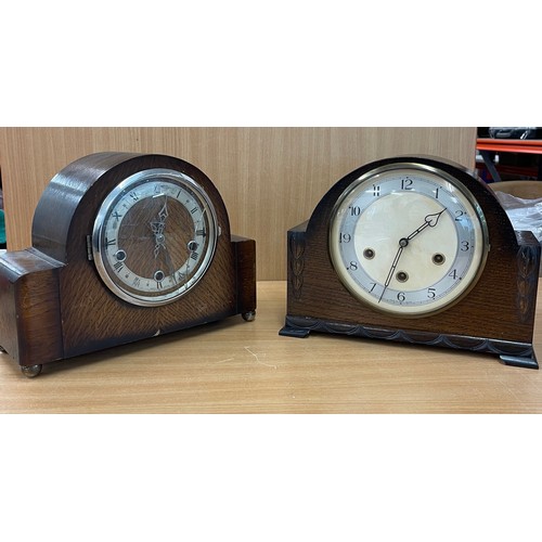 27 - 2 Vintage key hole mantle clocks, a/f both untested