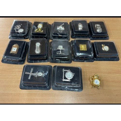 18 - Selection of thirteen miniature novelty clocks, untested