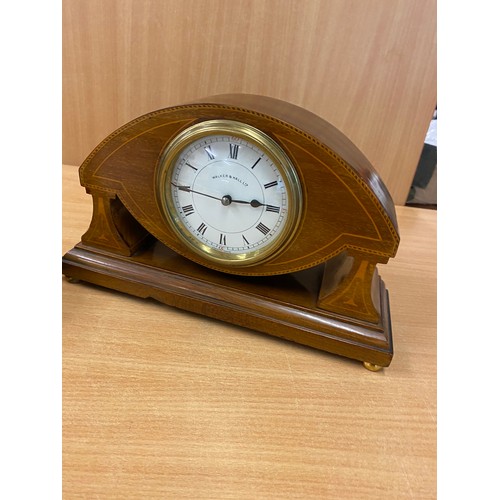 33 - 2 Vintage inlaid mantle clocks, (1 Walker and Hall), both untested