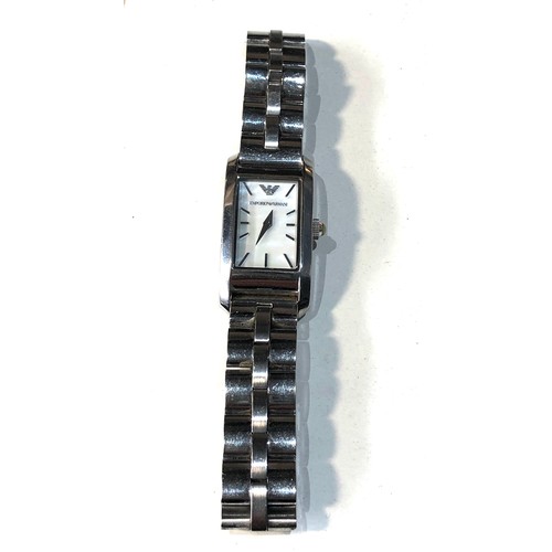 65 - Emporio Armani ladies mop dial stainless steel wristwatch in working order