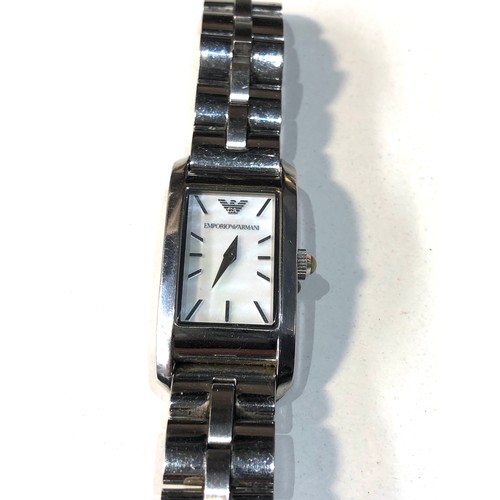 65 - Emporio Armani ladies mop dial stainless steel wristwatch in working order