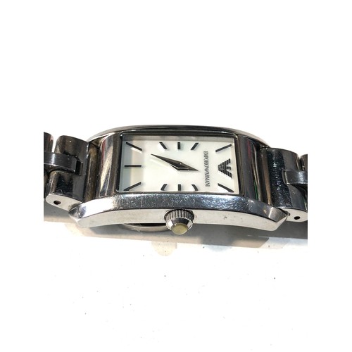 65 - Emporio Armani ladies mop dial stainless steel wristwatch in working order