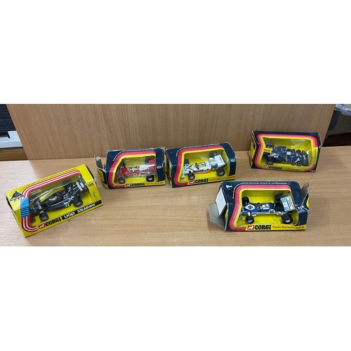 58 - Selection of 5 vintage Corgi cars, all boxed however boxes have sustained damage