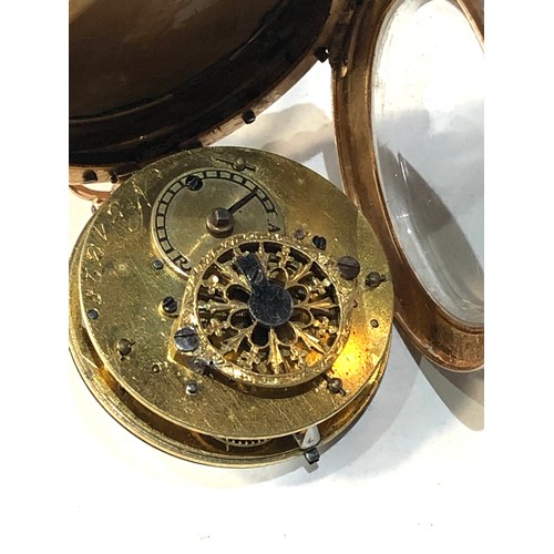 66 - Fine rare Georgian 18ct gold enamel and pearl verge fusee fob pocket watch in good condition the wat... 