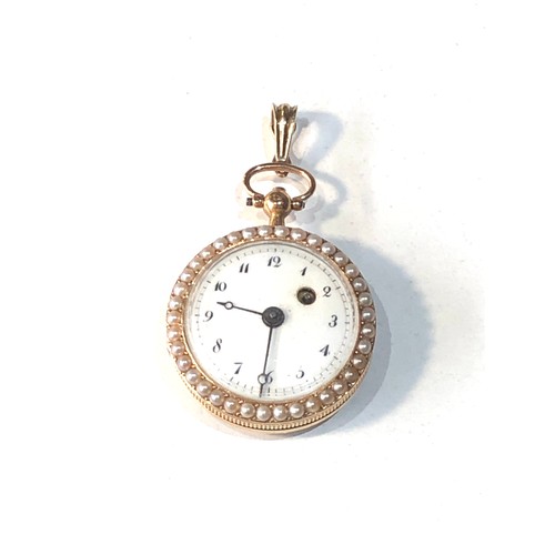 66 - Fine rare Georgian 18ct gold enamel and pearl verge fusee fob pocket watch in good condition the wat... 