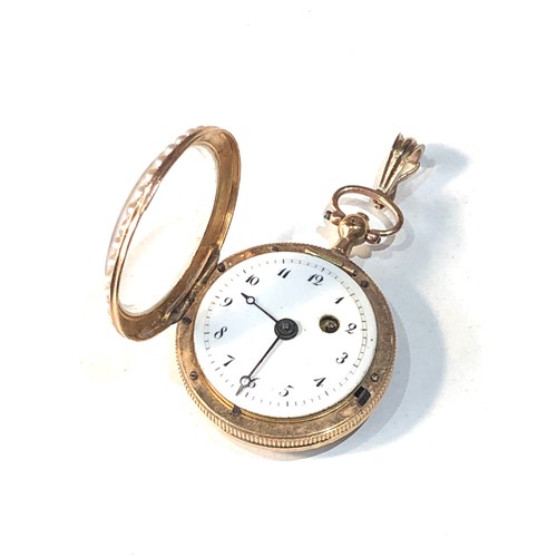 66 - Fine rare Georgian 18ct gold enamel and pearl verge fusee fob pocket watch in good condition the wat... 