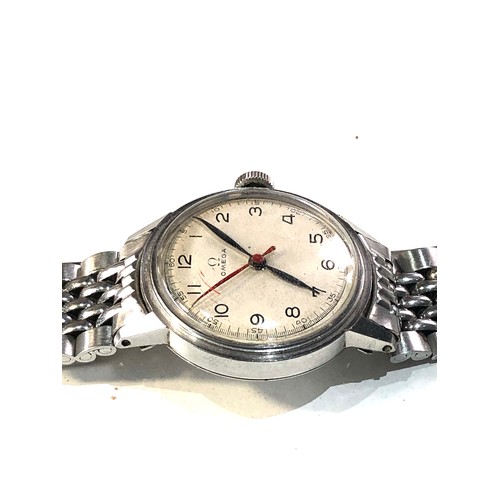 67 - Rare early military type omega gents wristwatch red centre second hand minute dial stainless steel c... 