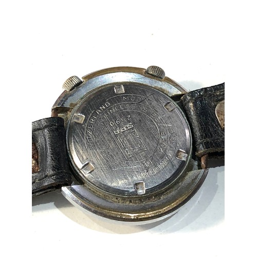 69 - Vintage Sorna alarm gents wristwatch glass scratched cracked non working order spares or repair