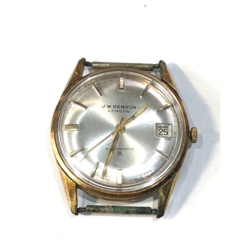 72 - Vintage J.W.Benson London automatic gents wristwatch the watch is ticking but no warranty given case... 