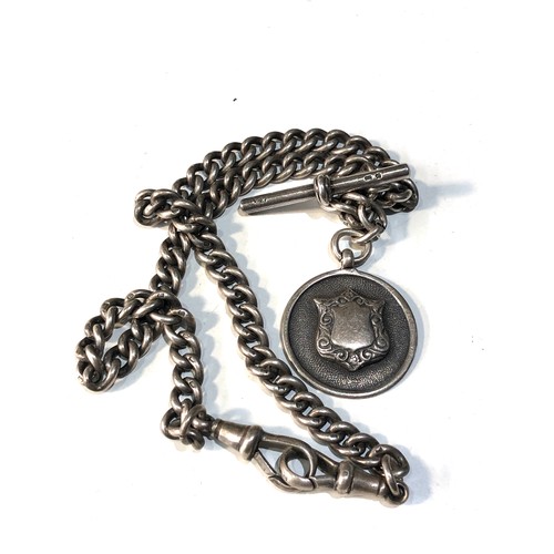 4 - Antique silver double Albert watch chain and fob weight 43g