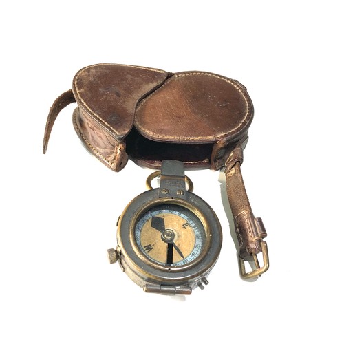 496 - 1907 british military compass & leather case w.watson & sons London both marked o.t.frith