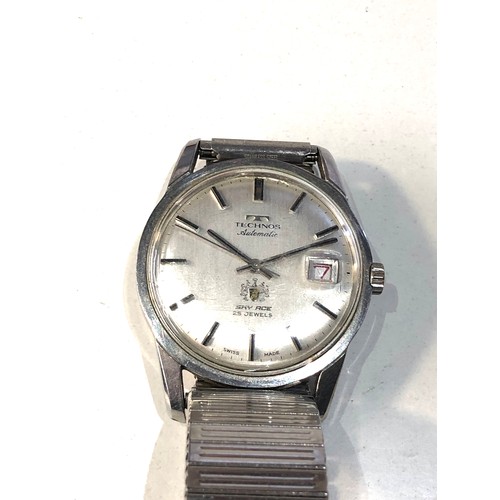 96 - Vintage Technos Sky Ace automatic  gents wristwatch watch is ticking but no warranty given winding c... 