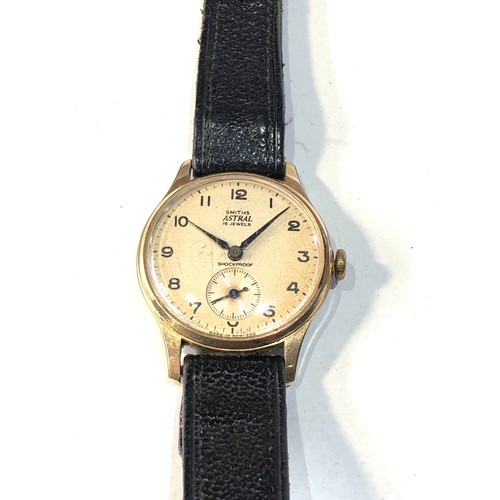 97 - Vintage Smiths Astral gents wristwatch watch is not ticking no warranty given 15 jewel spares or rep... 