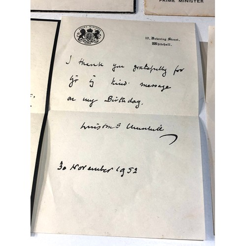 492 - 3 original 1950s letters from Buckingham palace and 10 downing street with winston churchill signatu... 