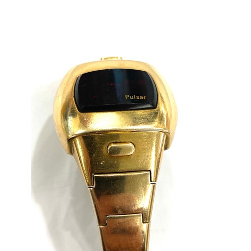 101 - Vintage Pulsar wristwatch LED gold filled marked on back time computer in USA L80 micron 712967