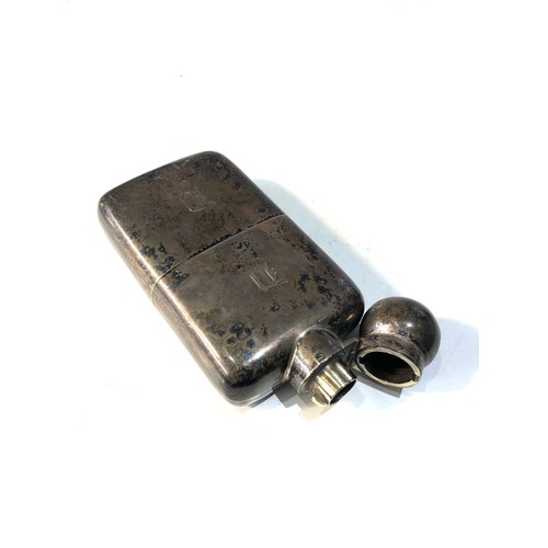 30 - Antique silver hip flask London silver hallmarks measures approx 12.5cm by 6cm weight 150g age relat... 