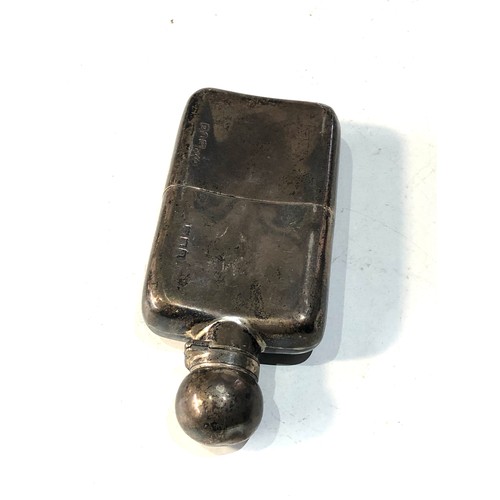 30 - Antique silver hip flask London silver hallmarks measures approx 12.5cm by 6cm weight 150g age relat... 