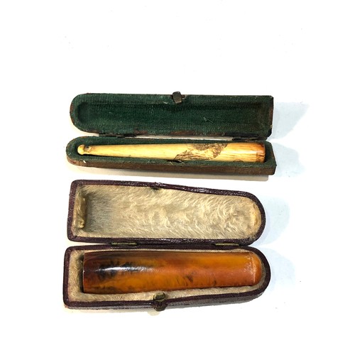 494 - 2 antique cheroot holder boxed