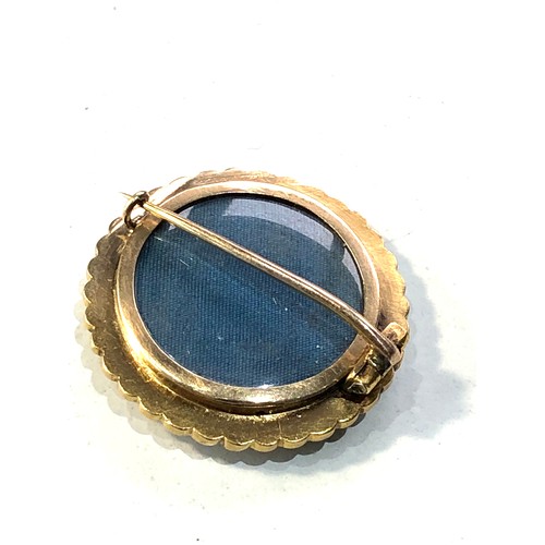 344 - Antique large black opal and seed-pearl & enamel border brooch with picture locket measures approx 2... 